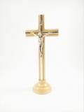Kříž světlý se stříbrným Kristem a světle zlatým "lemováním" 9 x 21 cm