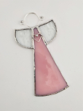 Andílek vitráž velký růžový 6,5 x 12,5 cm