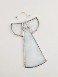 Andílek vitráž velký bílý s nádechem modré 6,5 x 12,5 cm