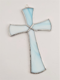 Kříž skleněný vitráž světle modrý