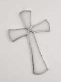 Kříž skleněný vitráž bílý s nádechem modré