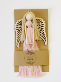 Macramé anděl strážný růžový 10 x 20 cm