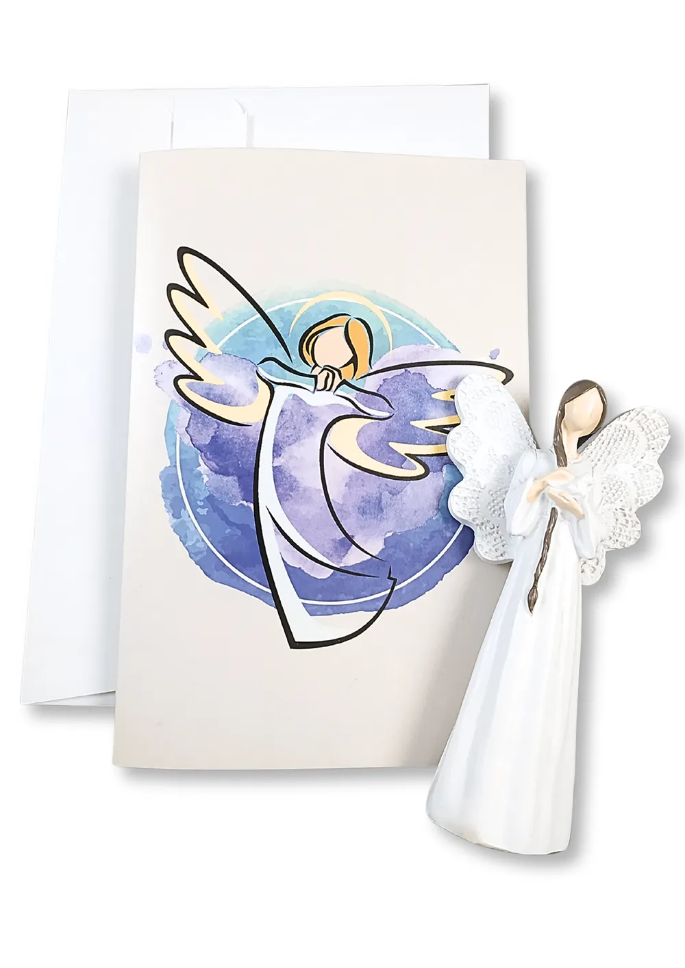 Dárková sada MODRÁ- přáníčko a andílek v organzovém pytlíčku