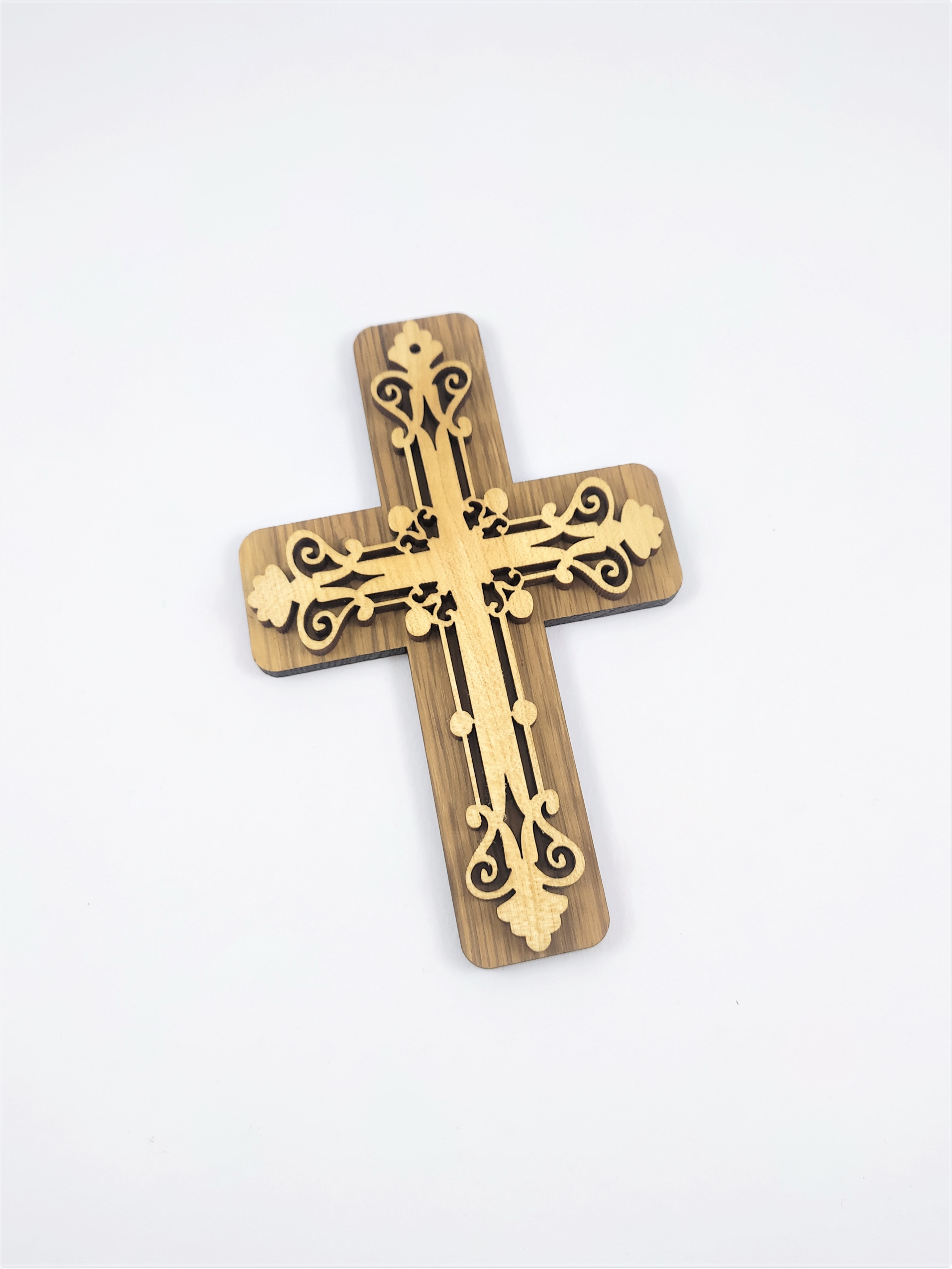 Dřevěný kříž skládaný zdobený 16 x 10,5 cm
