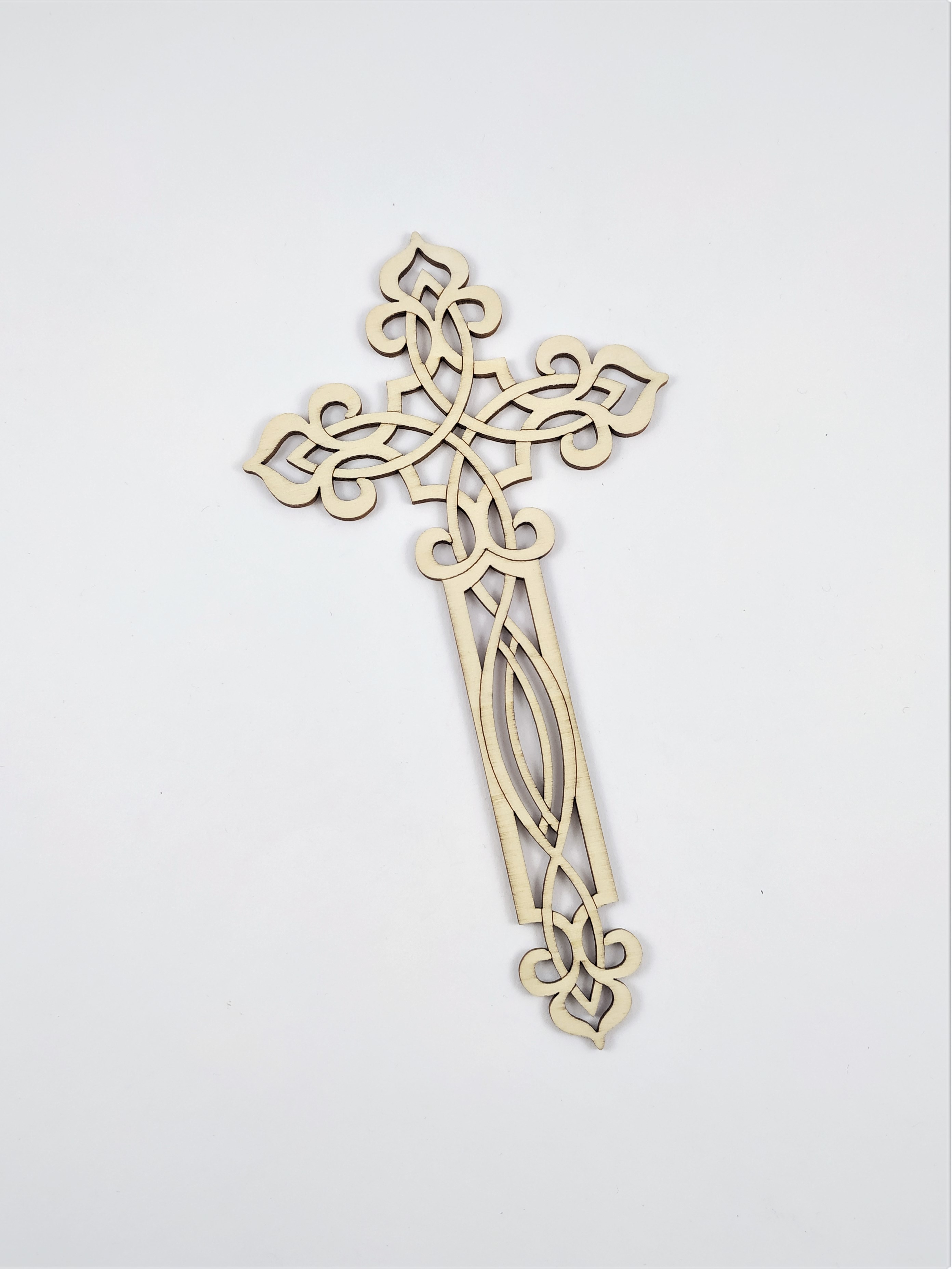 Dřevěný kříž ornament 10,5 x 20cm