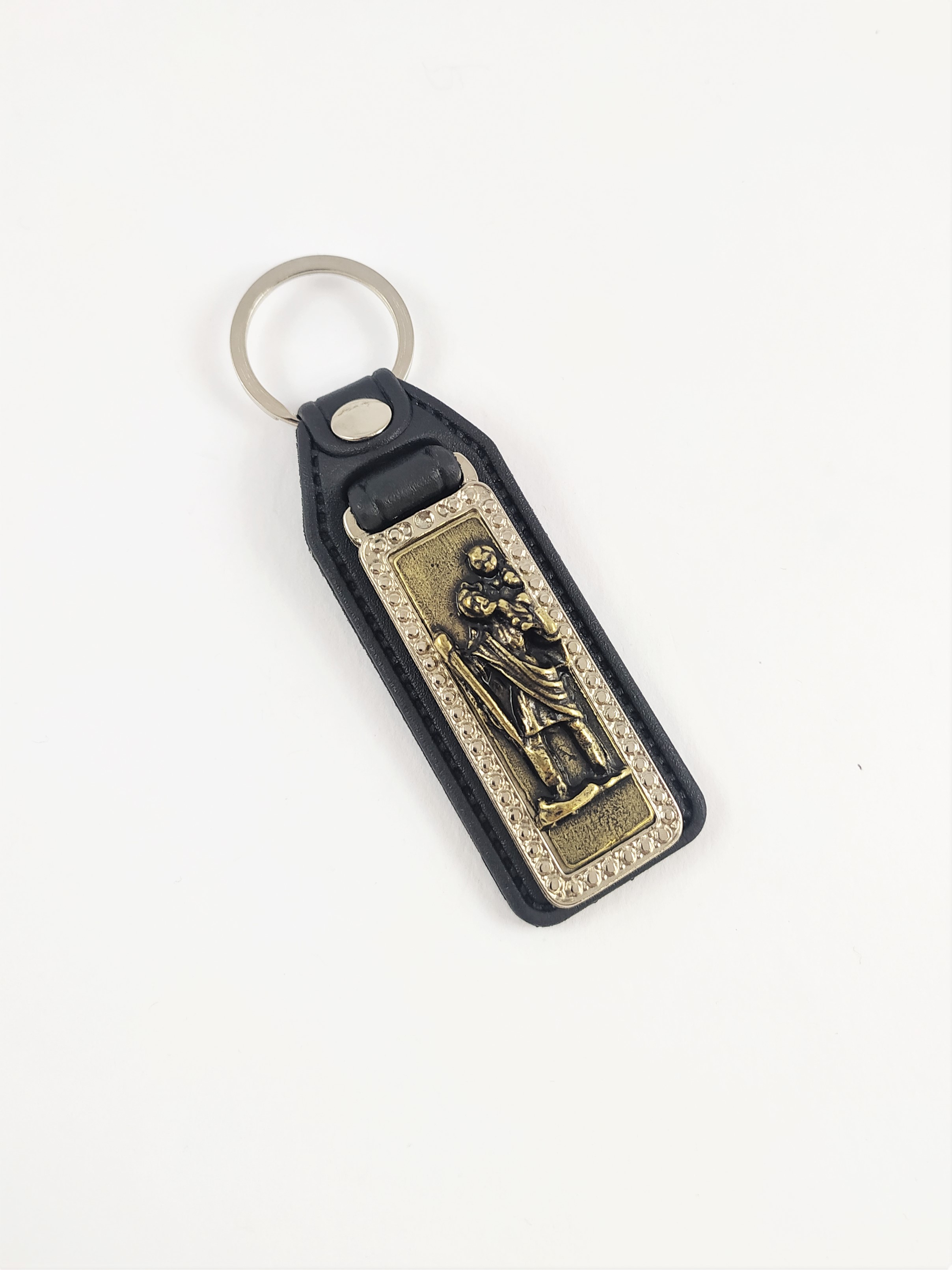 Přívěšek na klíče/klíčenka sv. Kryštof starozlatý