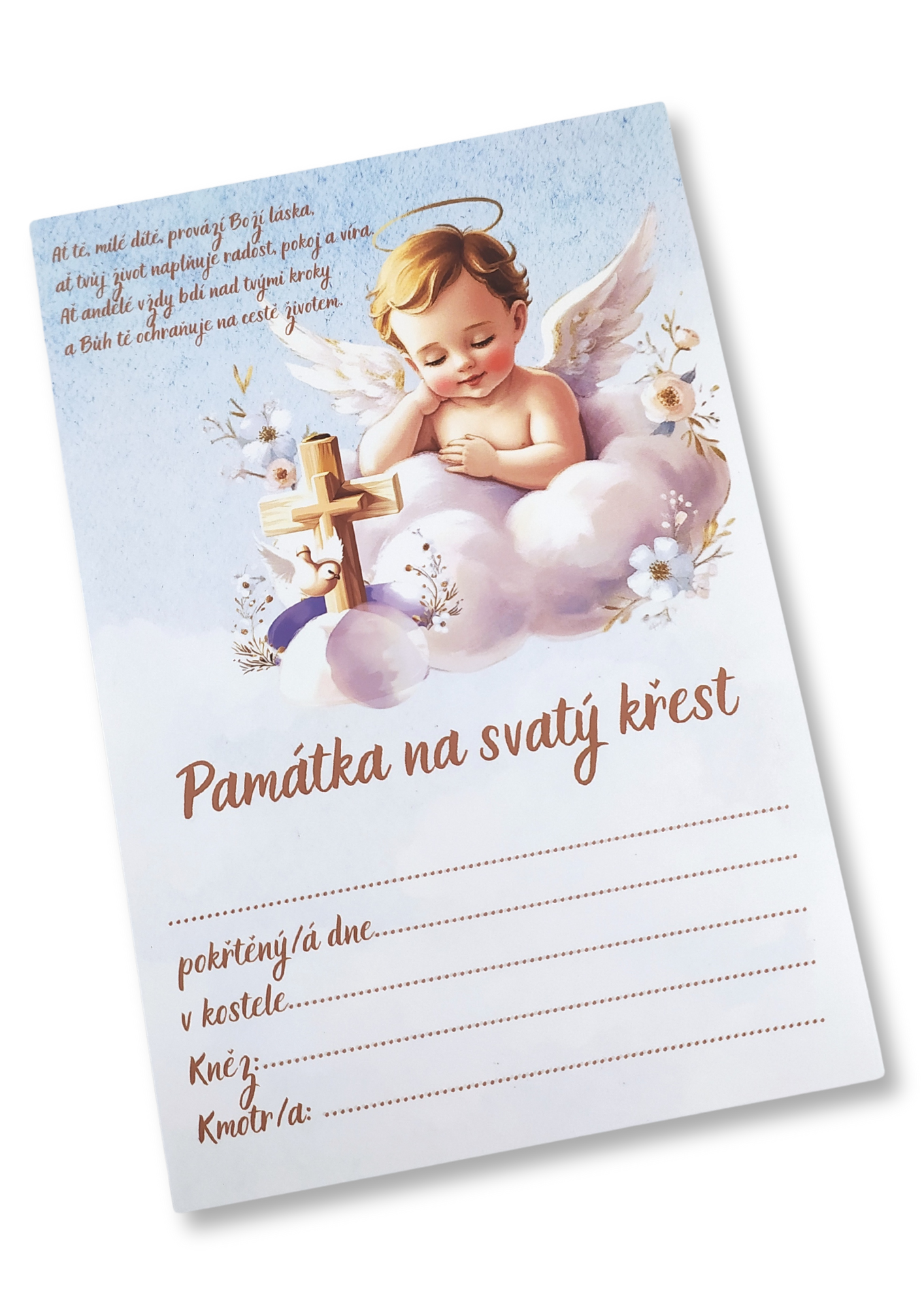 Pamětní list ke křtu - Andílek na mráčku