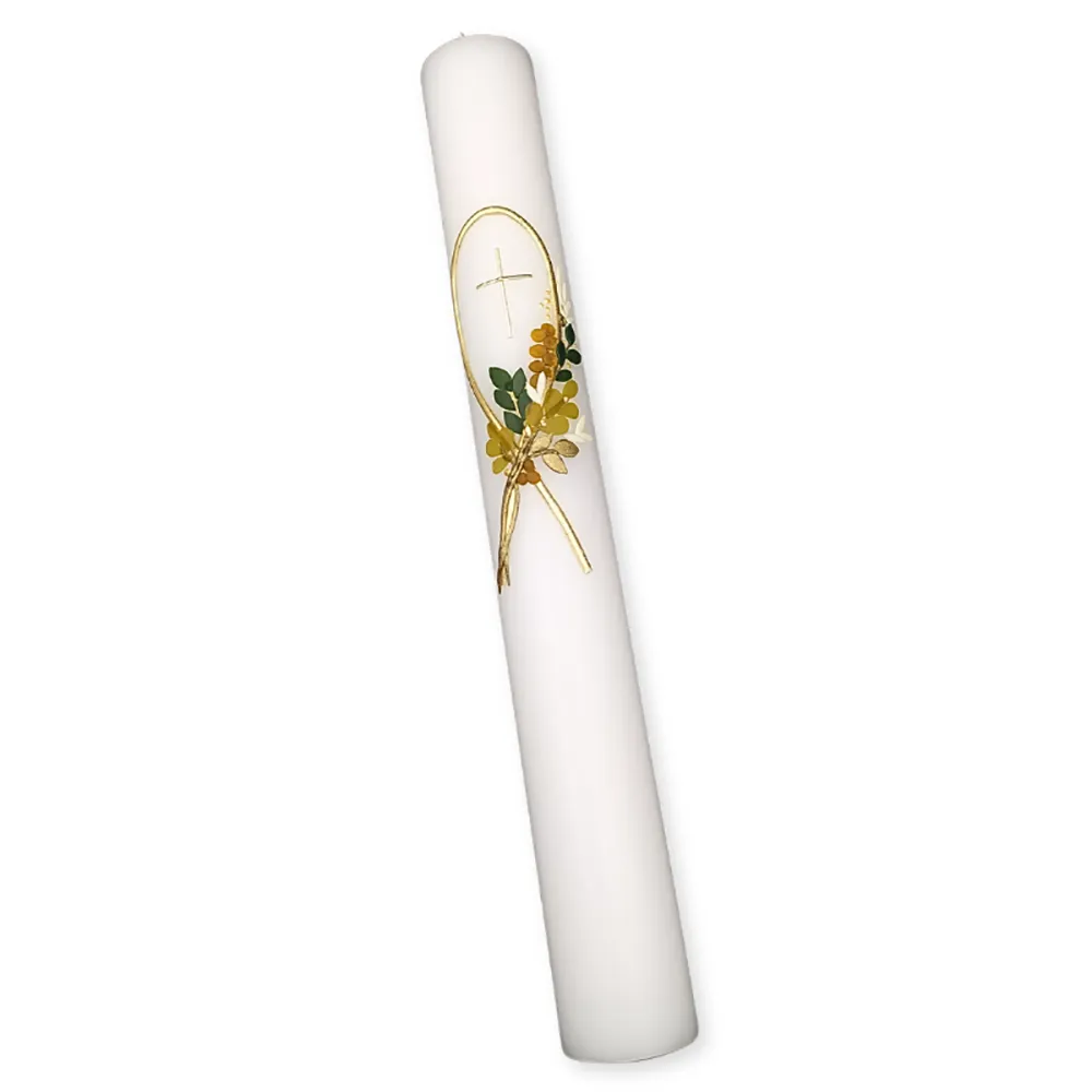 Křestní svíčka s motivem ryby a křížkem – ruční výroba