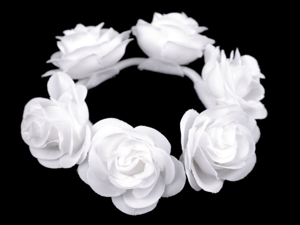 Gumička do vlasů s růžemi bílá