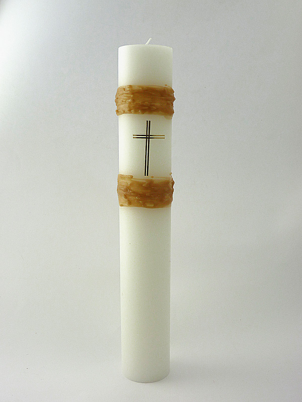 Křestní svíčka s bordurou z včelího vosku