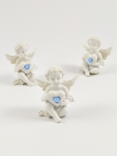 Andělíček bílý se srdíčkem světle modrý 1ks