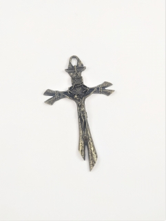 Kovový kříž na pověšení starozlatý 6 x 9,5 cm
