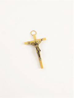 Křížek starozlatý kovový malinký 4 x 6,5 cm