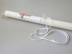 Křestní svíčka MAXI- extra dlouhá s kytičkami z ručního papíru