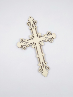 Dřevěný kříž ornament  14 x 22 cm