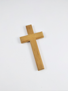 Kříž jednoduchý světlý, zkosené hrany malý 7,5 x 14,5 cm
