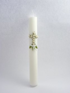 Křestní svíčka s křížkem z papírových růží