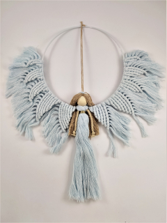 Anděl macramé modrý 33 x 36 cm