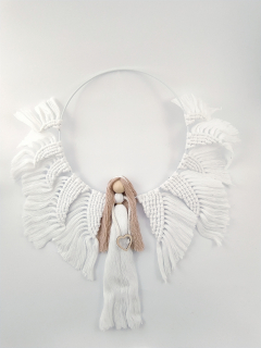 Anděl macramé bílý 33 x 36 cm