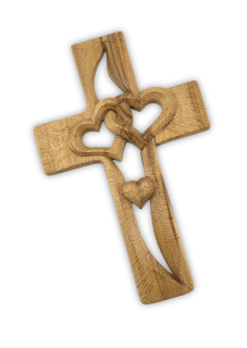 Kříž Propletená srce, velký, 17 x 27 cm