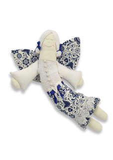 Textilní Anděl strážný na pověšení modrý