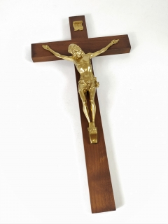 Kříž tmavý velký s Kristem - zlatý 16 x 30 cm