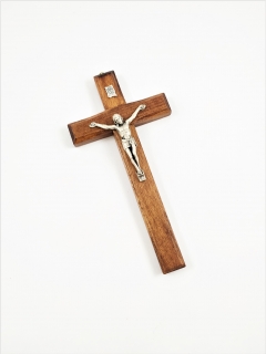 Kříž tmavý s ozdobnými hranami a s Kristem stříbrný 17,5  x 8,5 cm