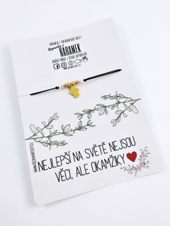 Náramek s andílkem na dárkové kartě zlatý