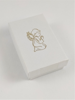 Krabička  se zlatým andílkem obdélníková bílá